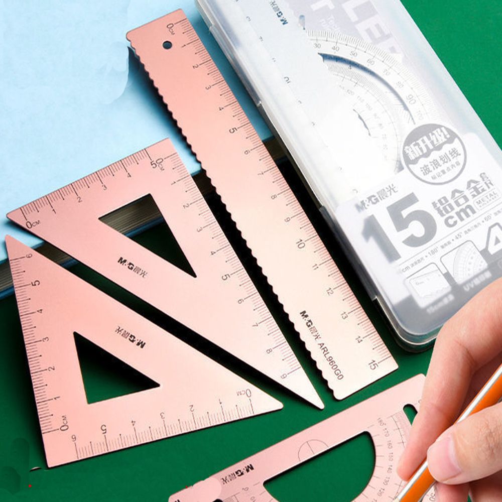 School Maths Ruler Durable Multifunction Maths Measurement School Office Metal Rulers ...