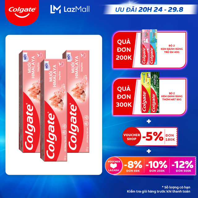 Set of 3 Colgate Natural Himalayan Salt Toothpaste 180g x3