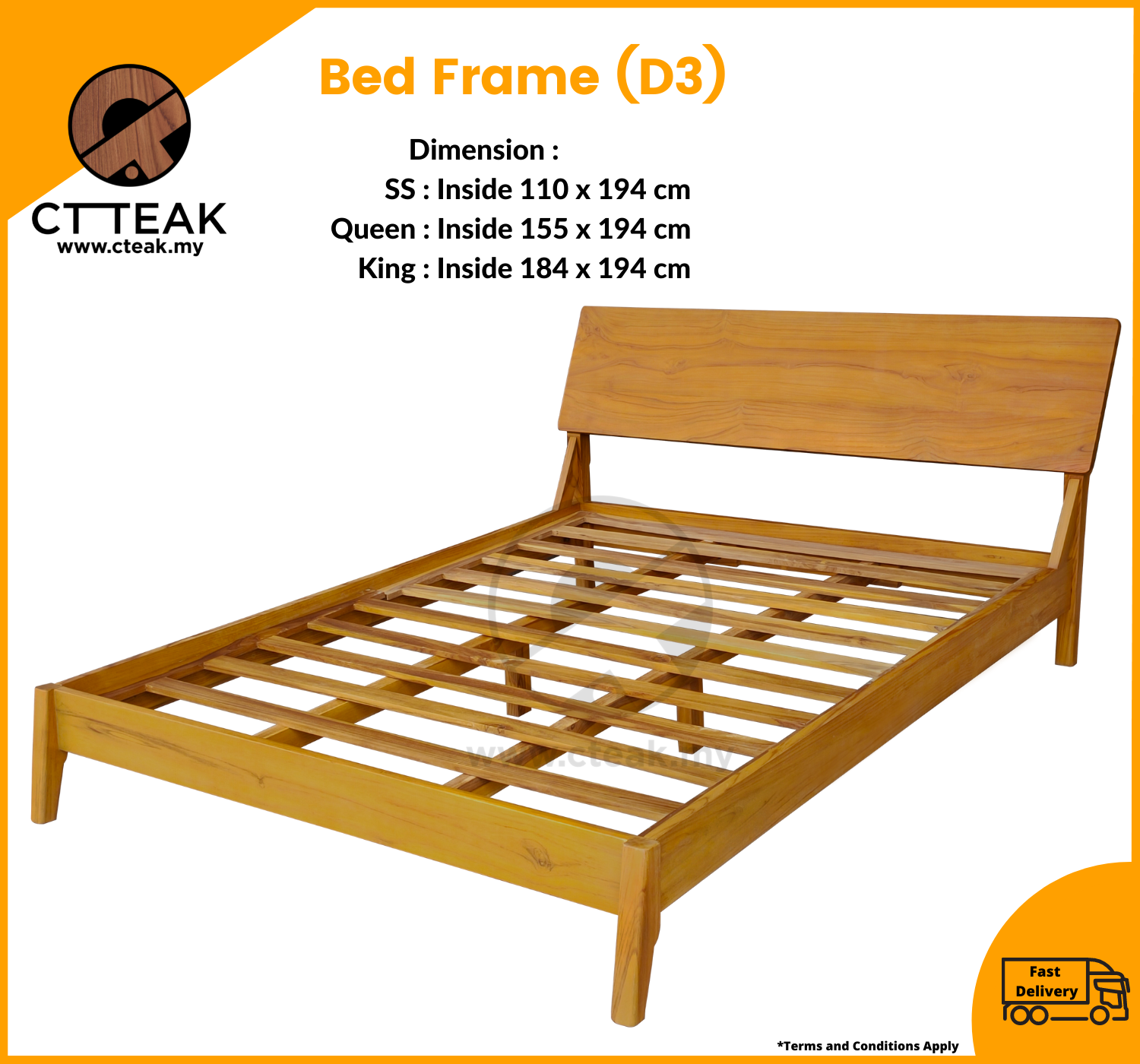 CT Teak Furniture Jati / Teak Wood Bed Frame (D3) 100 Solid Teak