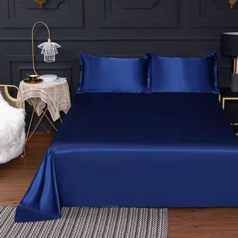 【Summer Ice Silk Bed Sheet + Pillowcase】Summer Bed Sheet Pillowcase Set , Summer smooth bed sheets, Cool ice silk Bed sheets, soft and comfortable, Thin bed sheets, Size: single / queen / king