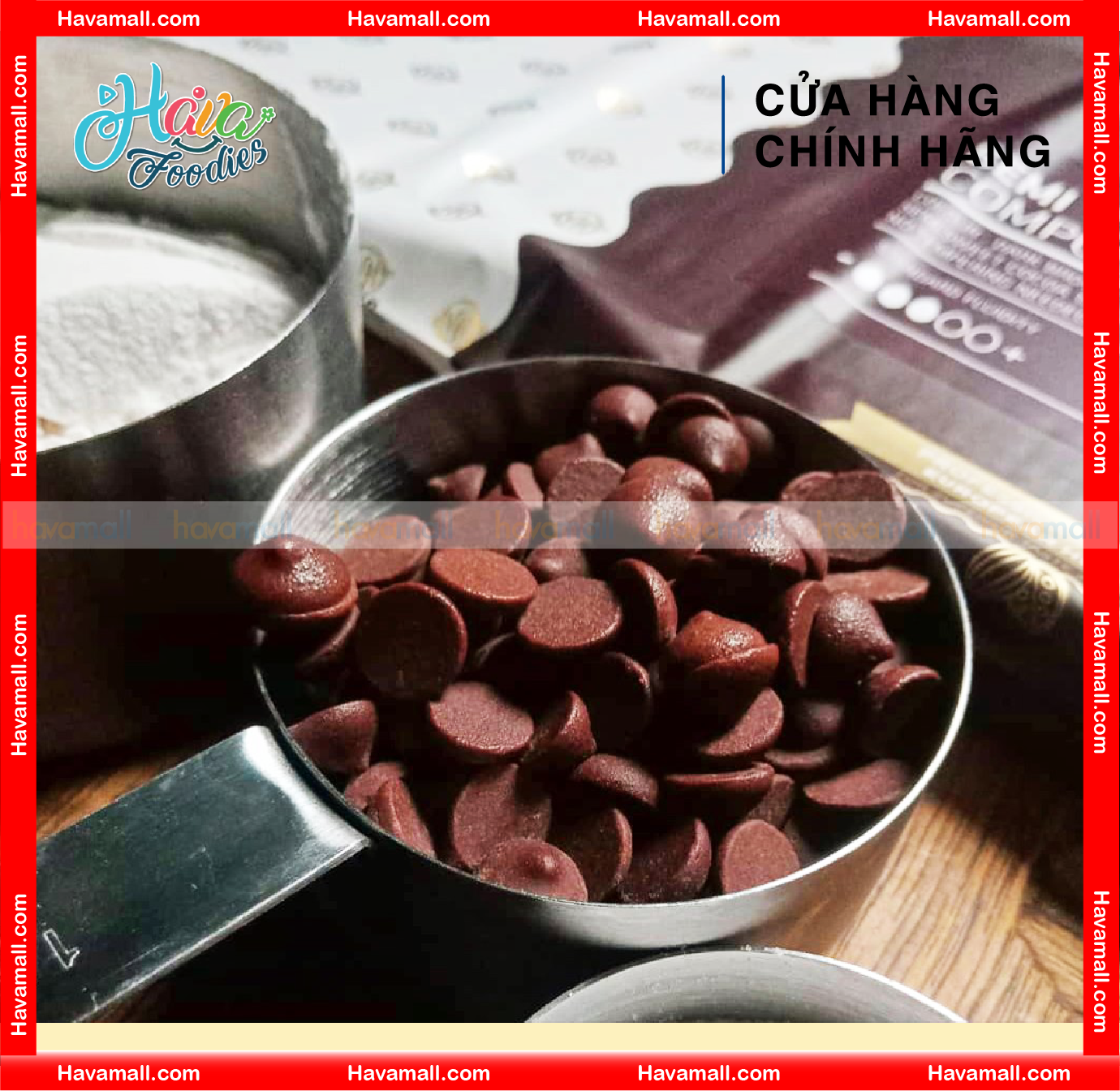 [GIAO HỎA TỐC TẠI HCM] Socola Compound Đen Dạng Chip Túi 1kg – Van Houten Semi Sweet Baking Chips