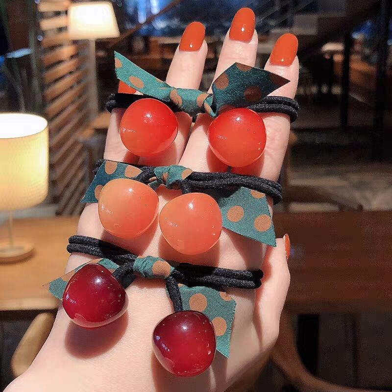 Cột tóc thắt nơ quả Cherry cute (Nhiều màu)