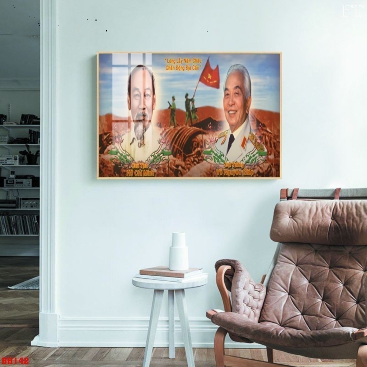 Tranh tráng gương bác hồ bác giáp sẵn treo luôn 50x75cm