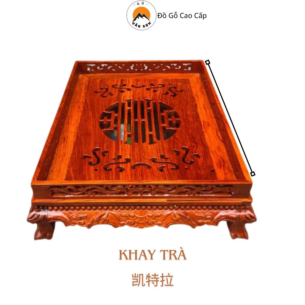 Khay trà chân quỳ gỗ hương đá - VS504