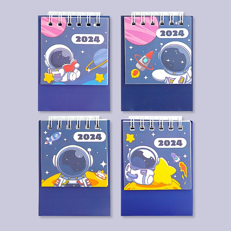 Mini Portable Desktop Calendar with Cartoon Design for Students in 2024