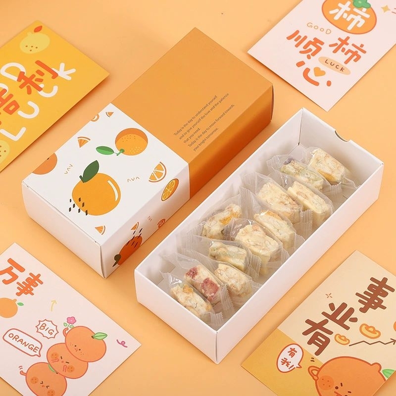 Hộp đựng bánh cookie quả cam,hoa đào