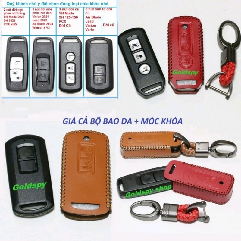 Bao da chìa khóa smartkey honda sh, sh mode, pcx, lead, air blade, vision... - bao bọc chìa khóa honda smartkey honda