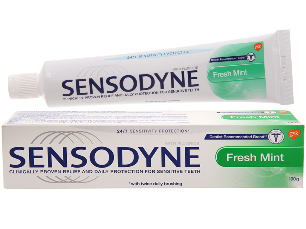 [HCM]combo 2 tuýp Kem đánh răng Sensodyne Fresh mint giảm ê buốt 100g/tuýp