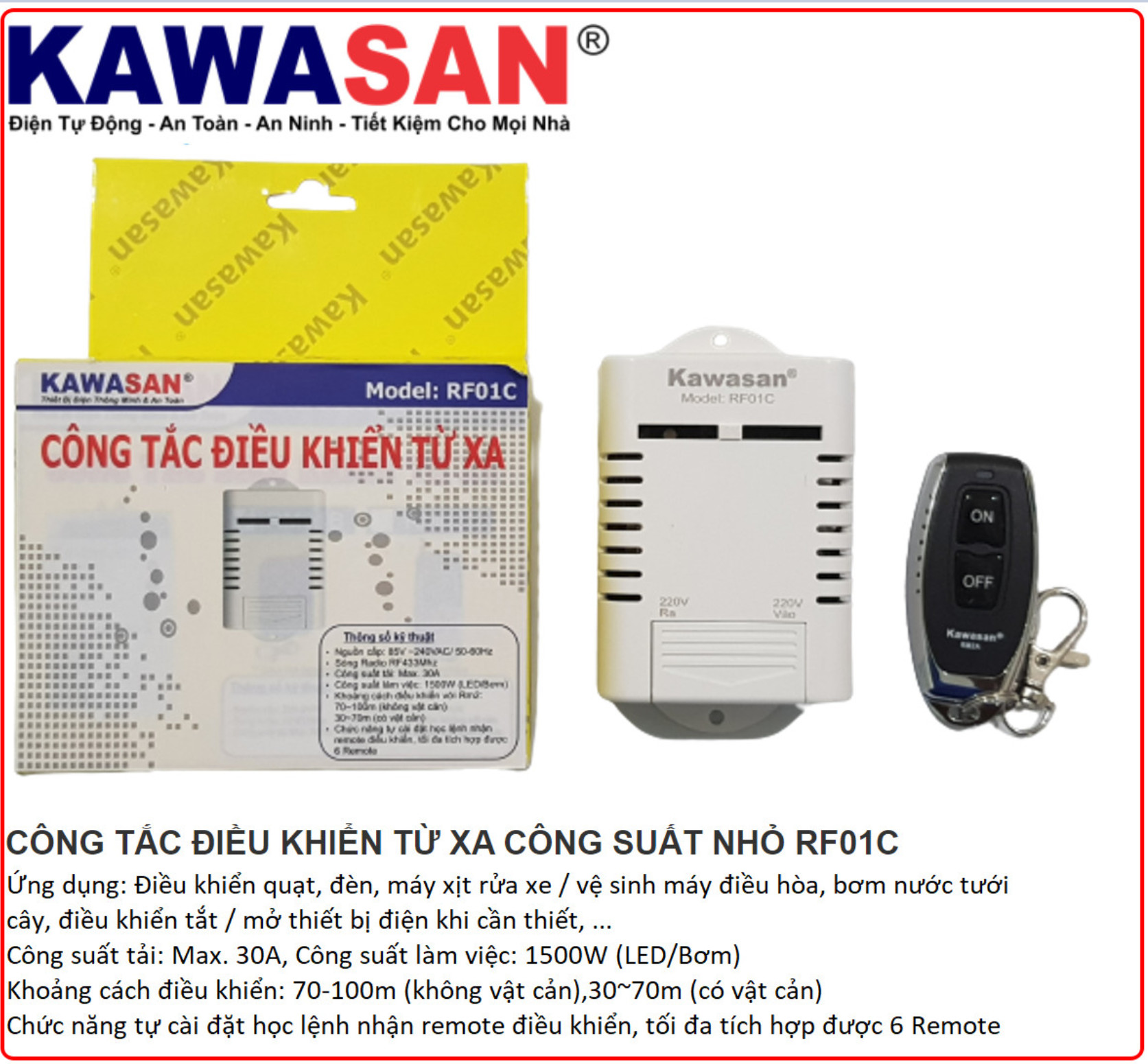 Công tắc điều khiển từ xa RF01C-RM2A