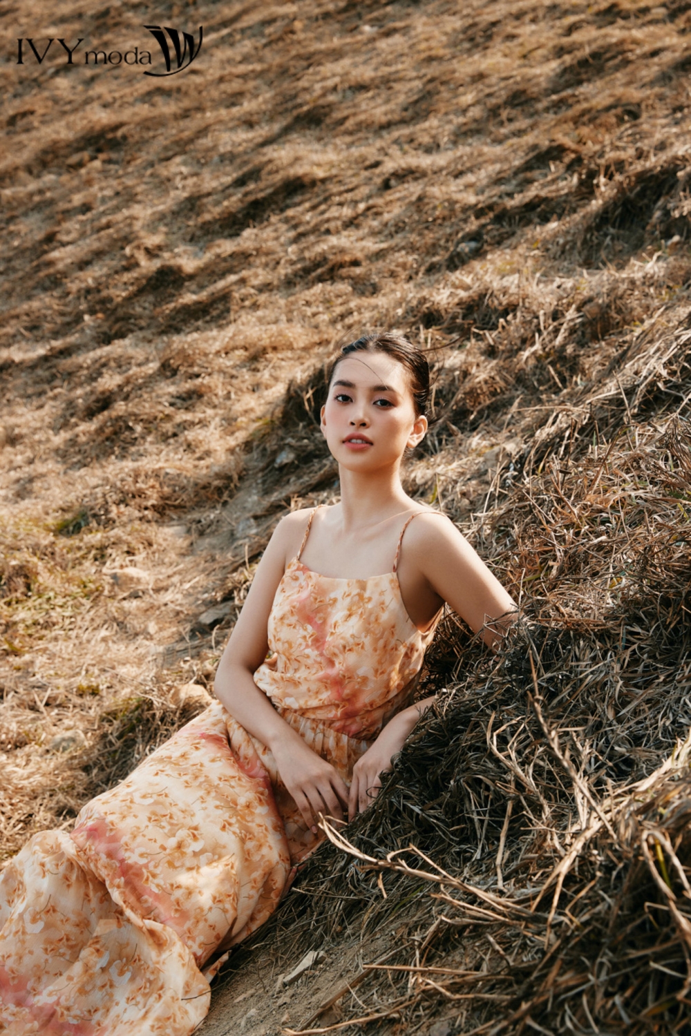 Đầm lụa hoa đậu thơm- Sweet Pea Dress IVY moda MS 41B9301