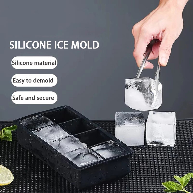 Food Grade Ice Cube Tray Mold 4/6/8 Grid Square Ice Cube Maker Jelly Pudding Tool