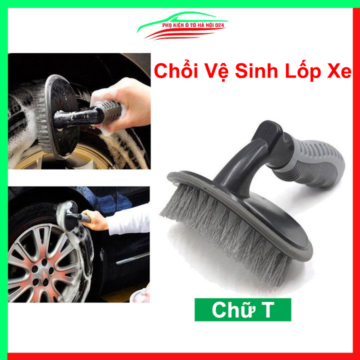 Bàn chải vệ sinh bánh xe hình chữ T, chổi cọ rửa vành lốp ô tô, xe máy chuyên dụng