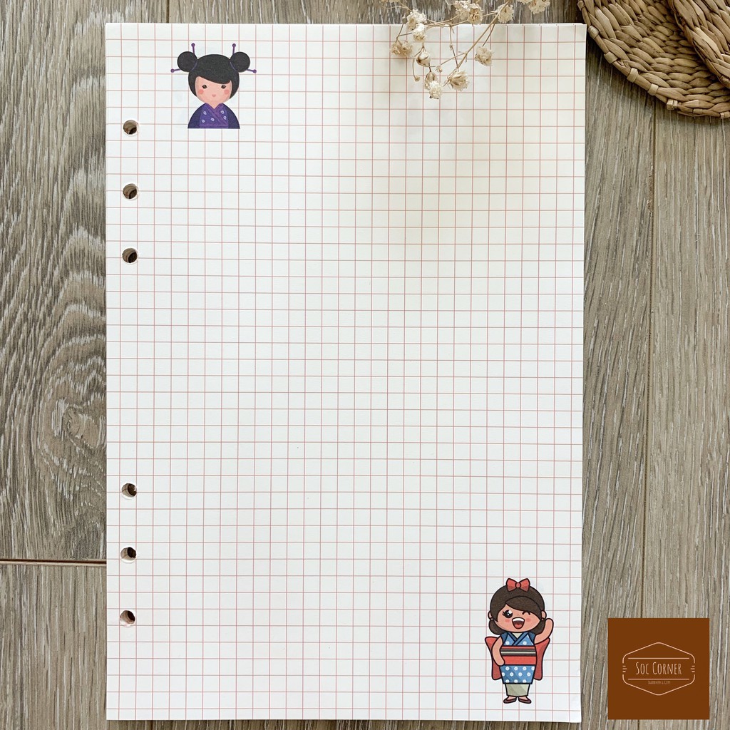 Giấy refill màu cho sổ còng Planner 6 lỗ A5 45 tờ