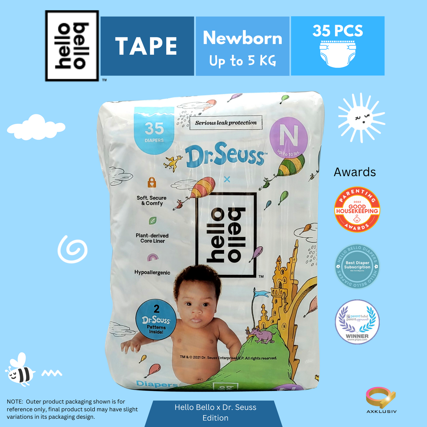 HELLO BELLO Day Time Tape Diapers NewBorn – Size N (up to 5Kg) 35pcs ...