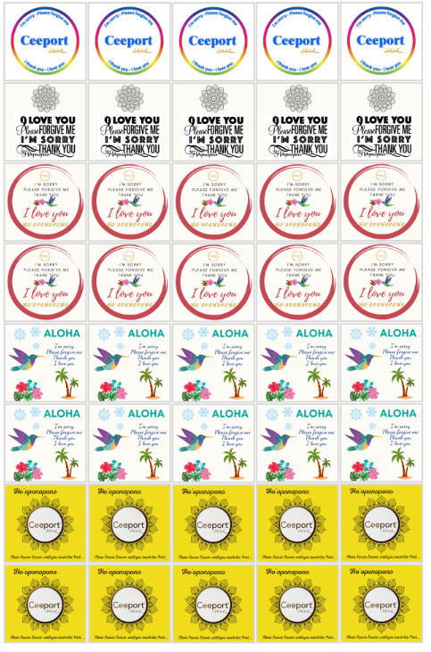 Set 40 Decal Thanh Tẩy 3.5*3.5 mixed (Ho'oponopono Cleaning Decal Sticker) cắt sẵn