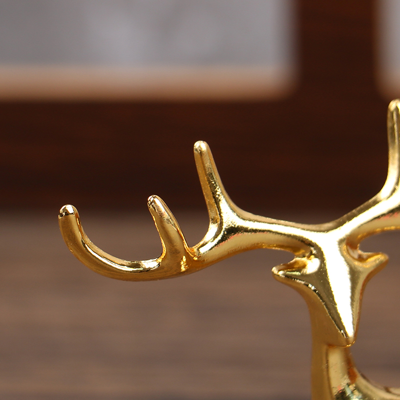 Elk Deer Statue Nordic Christmas Reindeer Art Figurine Vintage Golden ...