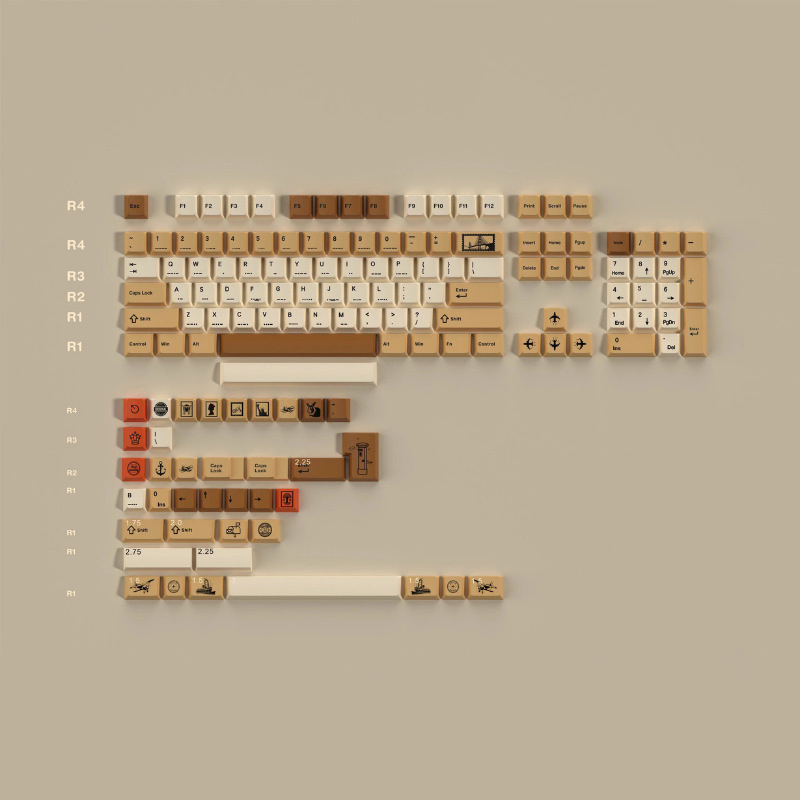 JIASHI Stamp keycaps original height PBT keycaps five-sided sublimation classic retro customized personalized keycaps