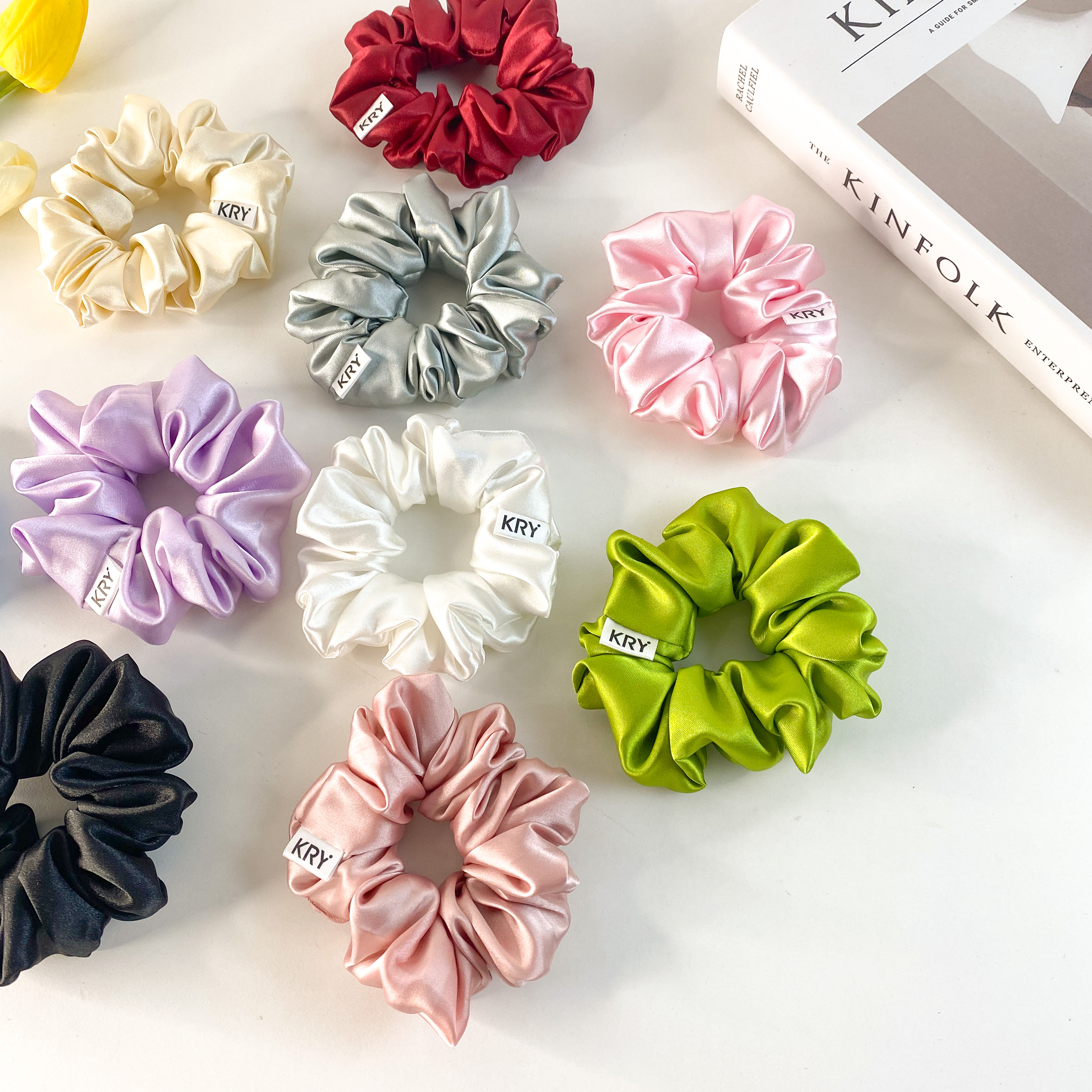 Dây buộc tóc srunchies lụa satin phi bóng giá sỉ made by Kry DT03