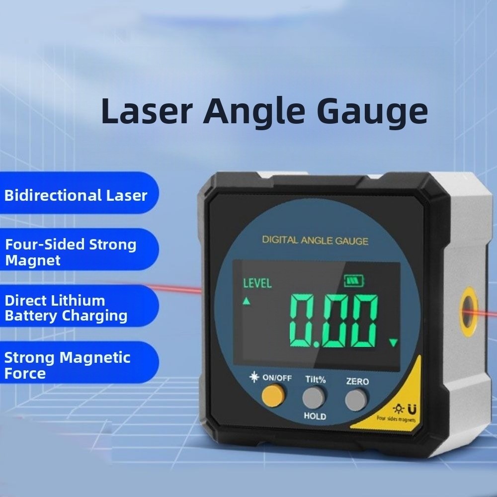 Portable Rechargeable Laser Angle Ruler Magnet Tilt Dual Laser Digital ...