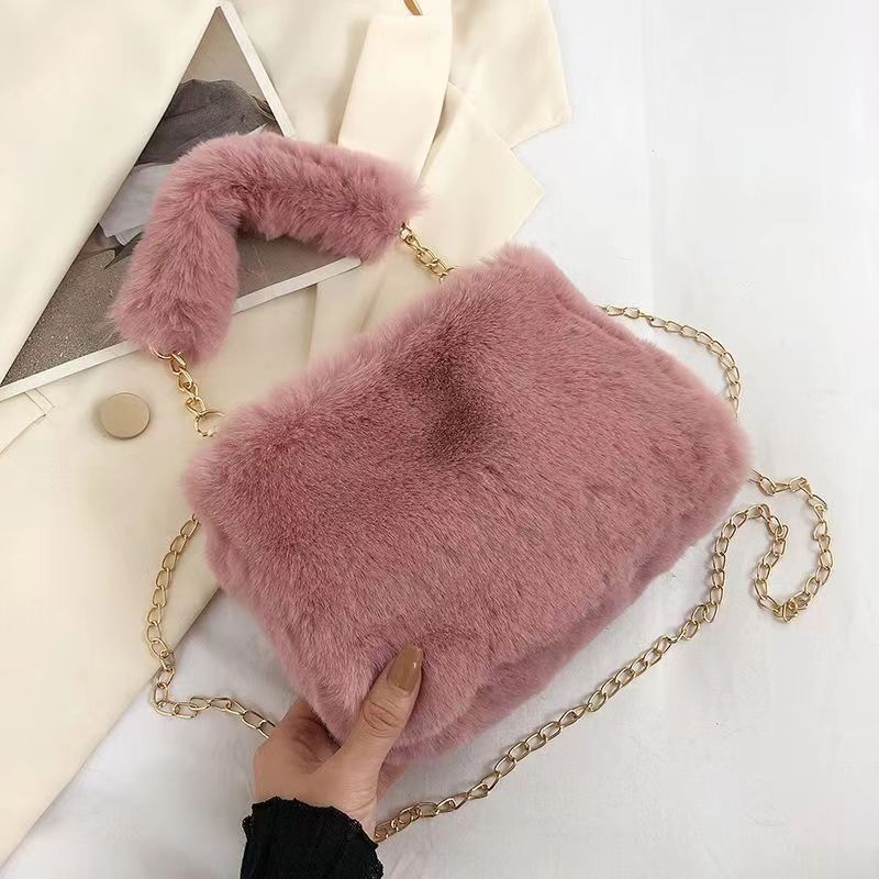 Handbag Shoulder Bags Portable Plush Bag Crossbody Bag Plush Handbag Fashion Plush Crossbody Bag Square Bag