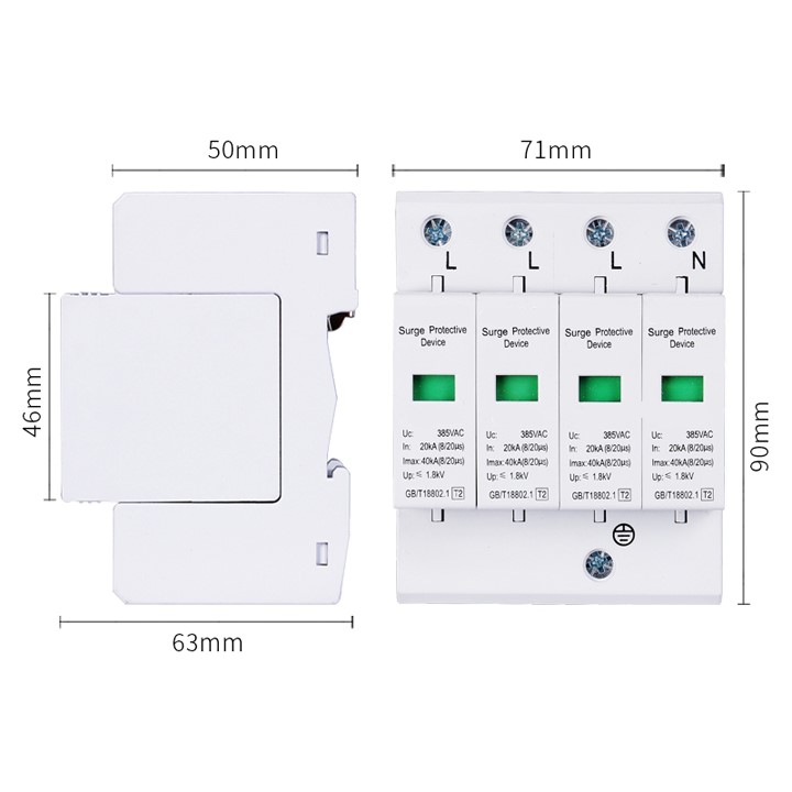 Chống sét lan truyền SPD AC 3 pha 4 cực 385V