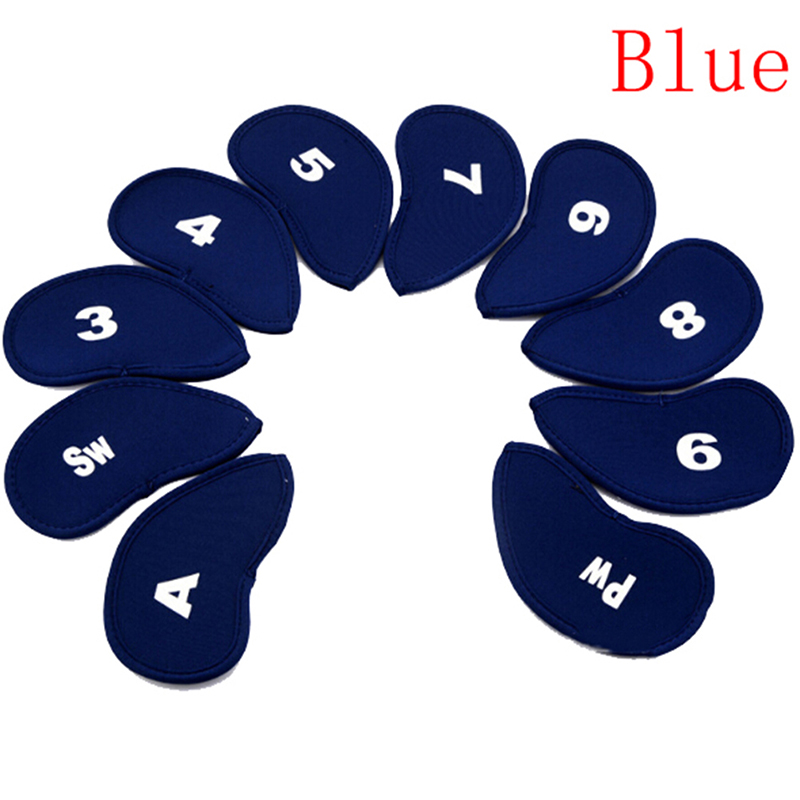 Tekei 10pcs Neoprene Golf Club Putter Head Cover Wedge Iron Protective Headcovers Set