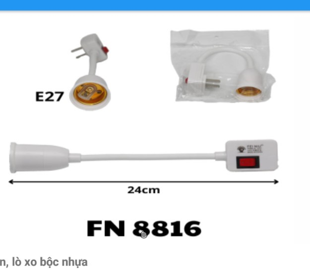 Đui Đèn Uốn Dẻo 360 Độ Có Công Tắc FN-8816