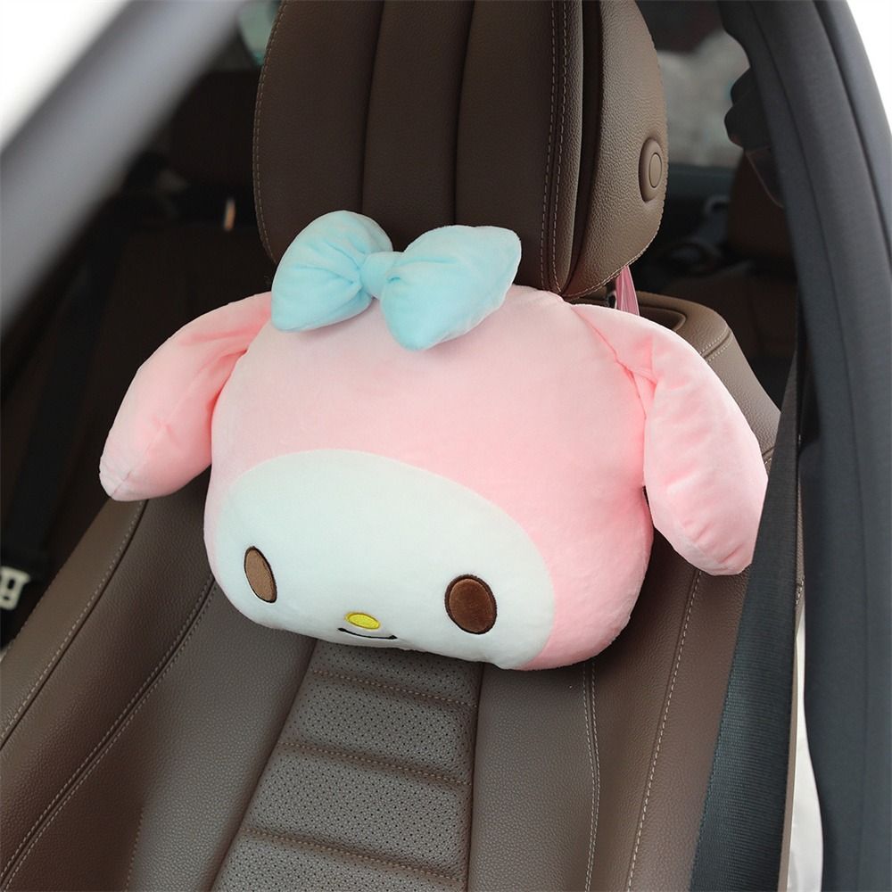 PINGERE Phụ Kiện Xe Hơi Trang trí xe hơi Kuromi Hoạt hình Miếng đệm vai Gối vải nhung lông Tựa đầu ghế Gối kê cổ xe hơi Đệm tựa lưng ô tô Bọc dây an toàn