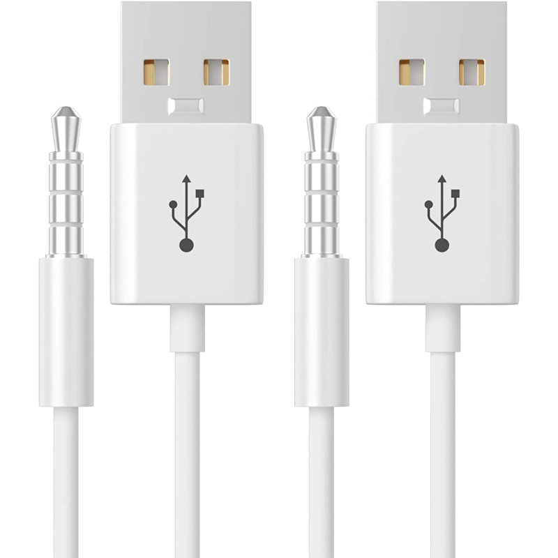 【Exclusive Limited Edition】 MP3 Charging Cable 3.5mm to USB Power & Data Sync Compatible with iPod Shuffle Generations.