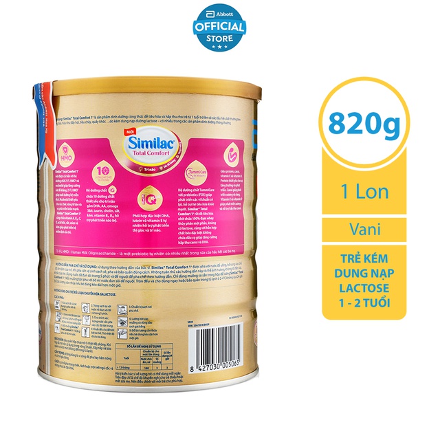 Sữa bột Similac Total Comfort 1+ 820g (Dành cho trẻ từ 1 tuổi trở lên)