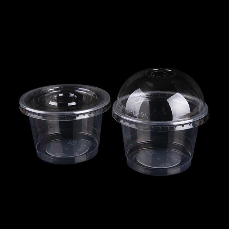 【CozyNest】250ml Disposable Salad Cup Transparent Plastic Dessert Bowl with Lid Bar Cafe Home (Dome Lid with Hole). 