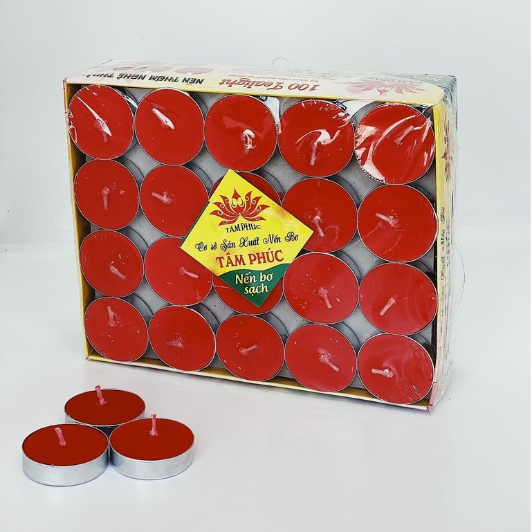 nến bơ sạch tealight 100 viên cháy 2h