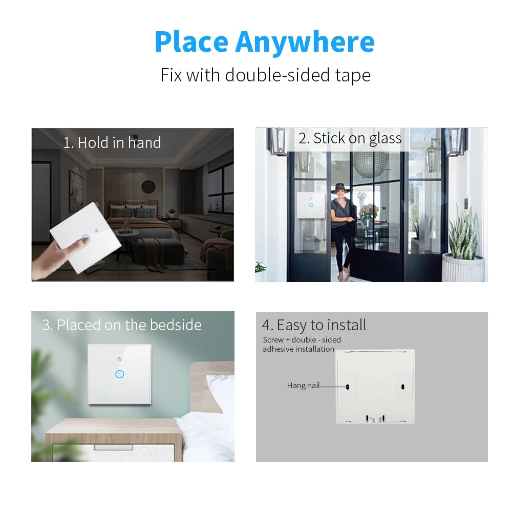 AXUS 1/2/3 Gang Wireless Wall Switch RF 433Mhz Interruptor Light Touch Switch Remote Control 86 10A Receiver For Lamp LED Fan