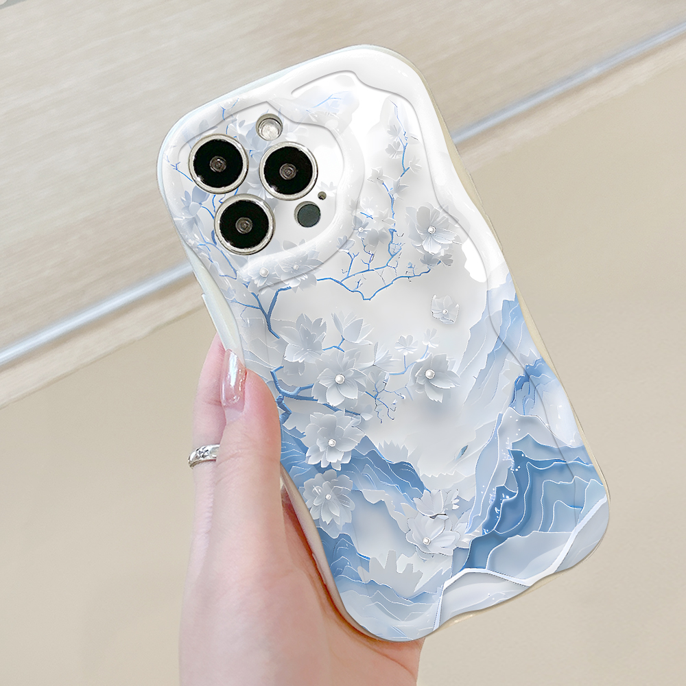 amorvor-for-samsung-a33-5g-back-cover-cold-plum-blossom-wavy-cream