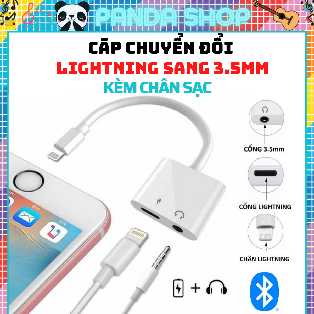 [SIÊU CHUẨN] Cáp chuyển đổi cổng Lightning sang Jack tai nghe 3.5 (Bluetooth) - Cáp chuyển đổi tai nghe cho iPhone.
