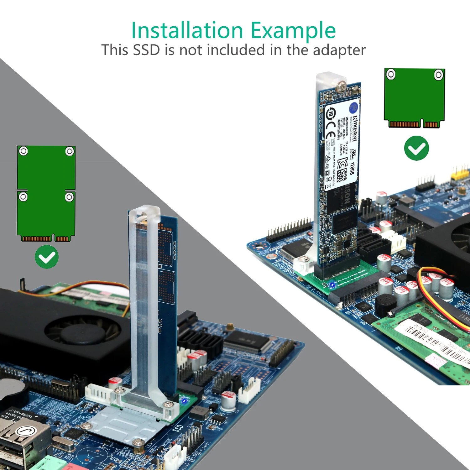 【HOT】 M.2 Ngff Nvme Ssd/ Bm Key Sata Bus Ssd To Mini Pci-E Adapter Vertical Installation For 2280 Type Ssd