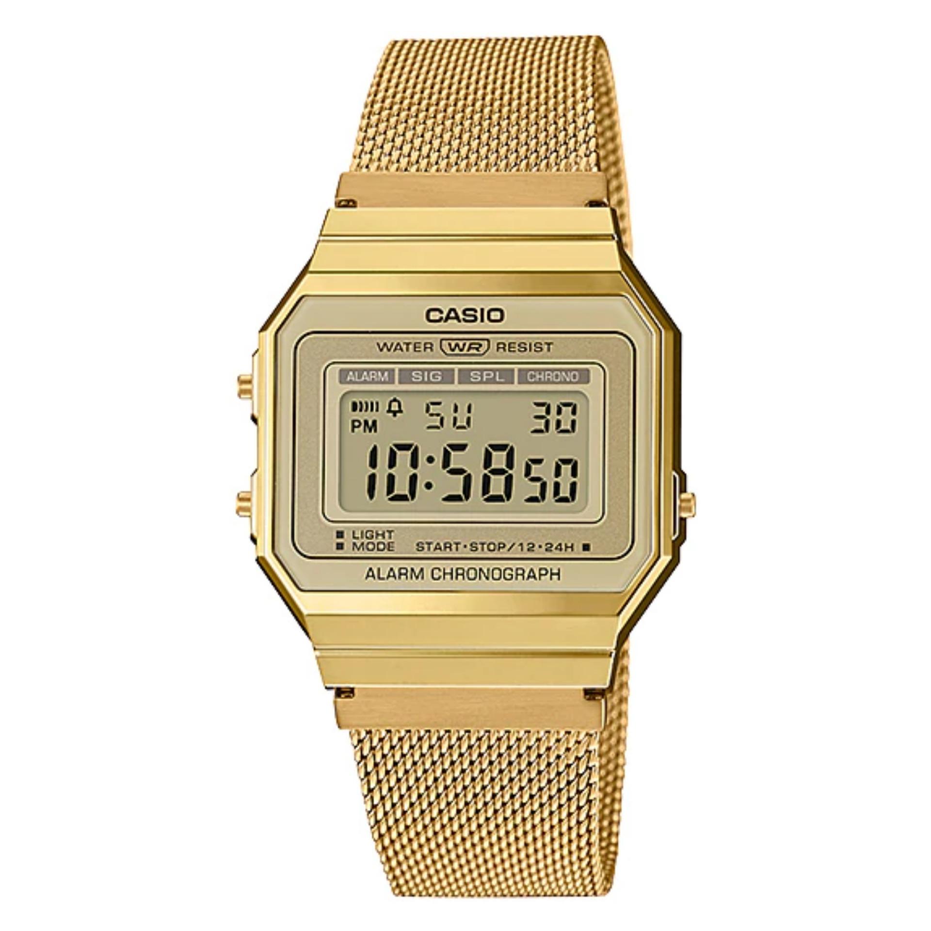Casio Gold Vintage Digital Mesh Watch 