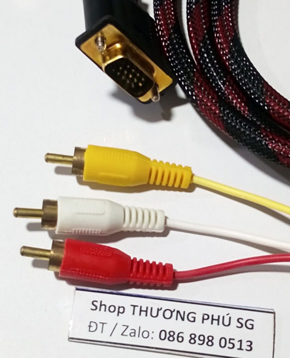 [HCM]Cáp tín hiệu VGA ra 3RAV (AV-Hoa sen): Cáp dài 1.5M