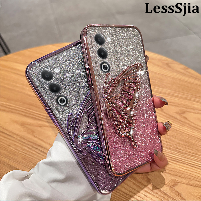 Phone cover OPPO A5i Pro Back case Diamonds butterfly holder shiny hourglass of quicksand transparent soft silicone For OPPO A5i Pro Phone cases.