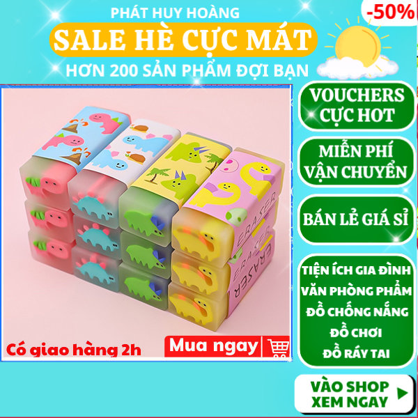 Gum eraser motifs dinosaur độc originality, gum motifs cute dinosaur, gum cartoon dinosaur scented, gum-dinosaur shape multicolor for students, gum eraser pencil shape cute dinosaur, Phát Huy Hoàng