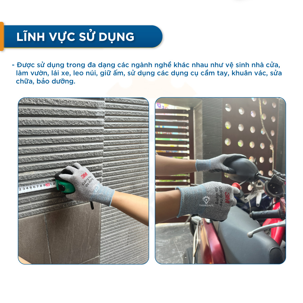 Găng tay lao động 3M bao tay đa dụng dùng trong công nghiệp cơ khí, đi xe máy, chống nắng Găng tay bảo hộ lao động - Thinksafe