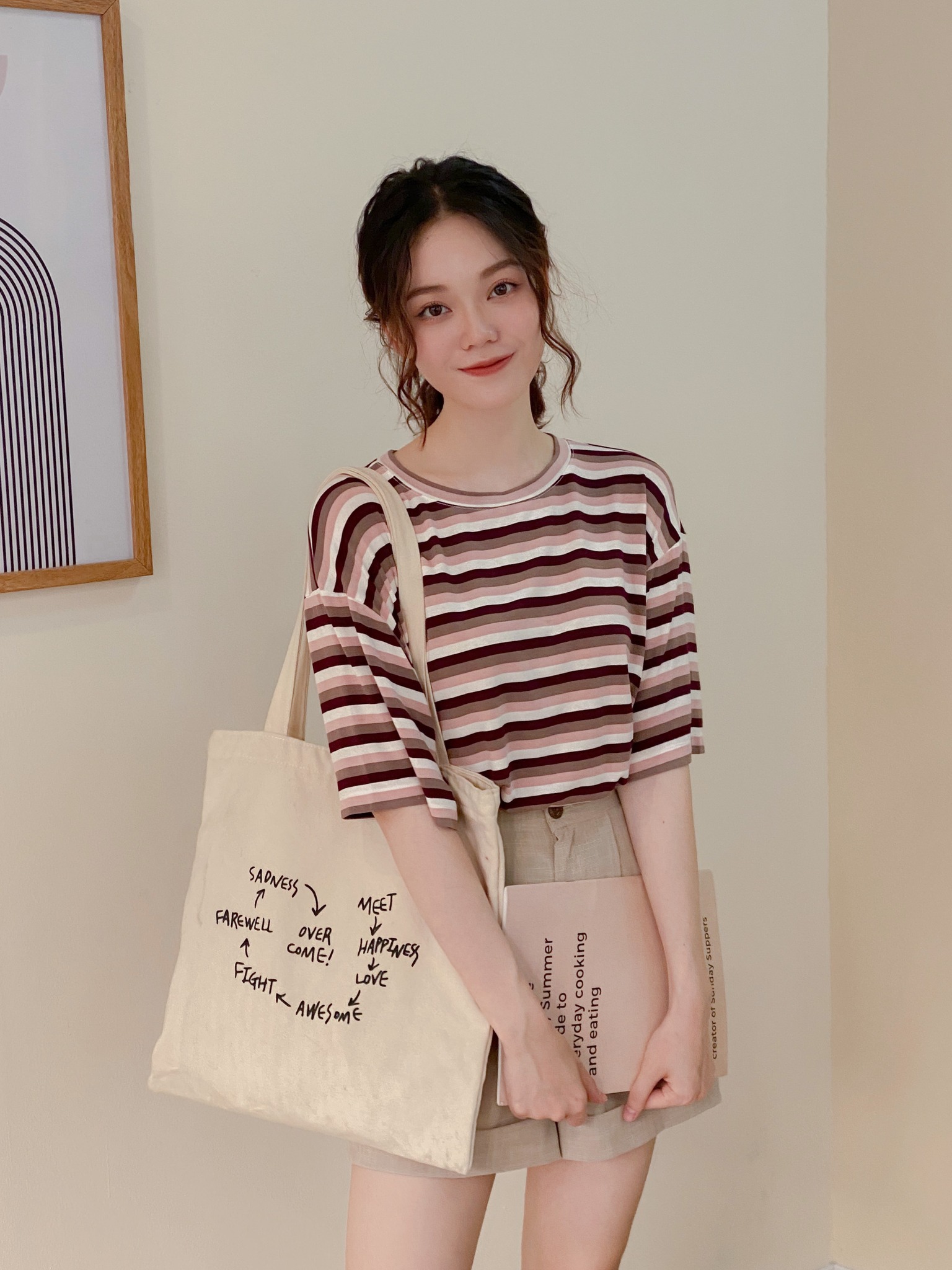 Áo Thun Freesize Kẻ Madelen