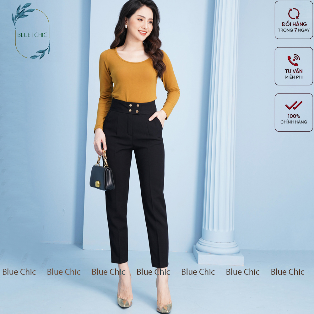 Baggy pants female blue chic leggings high canvas Vitex Đồ office 4 chrysanthemum press Corrugated Designs Luxury bar calendar Black