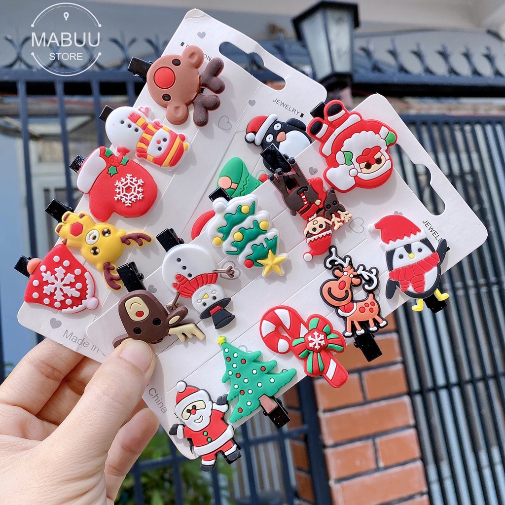 Set 10 Kẹp Tóc Giáng Sinh Đáng Yêu Cho Bé