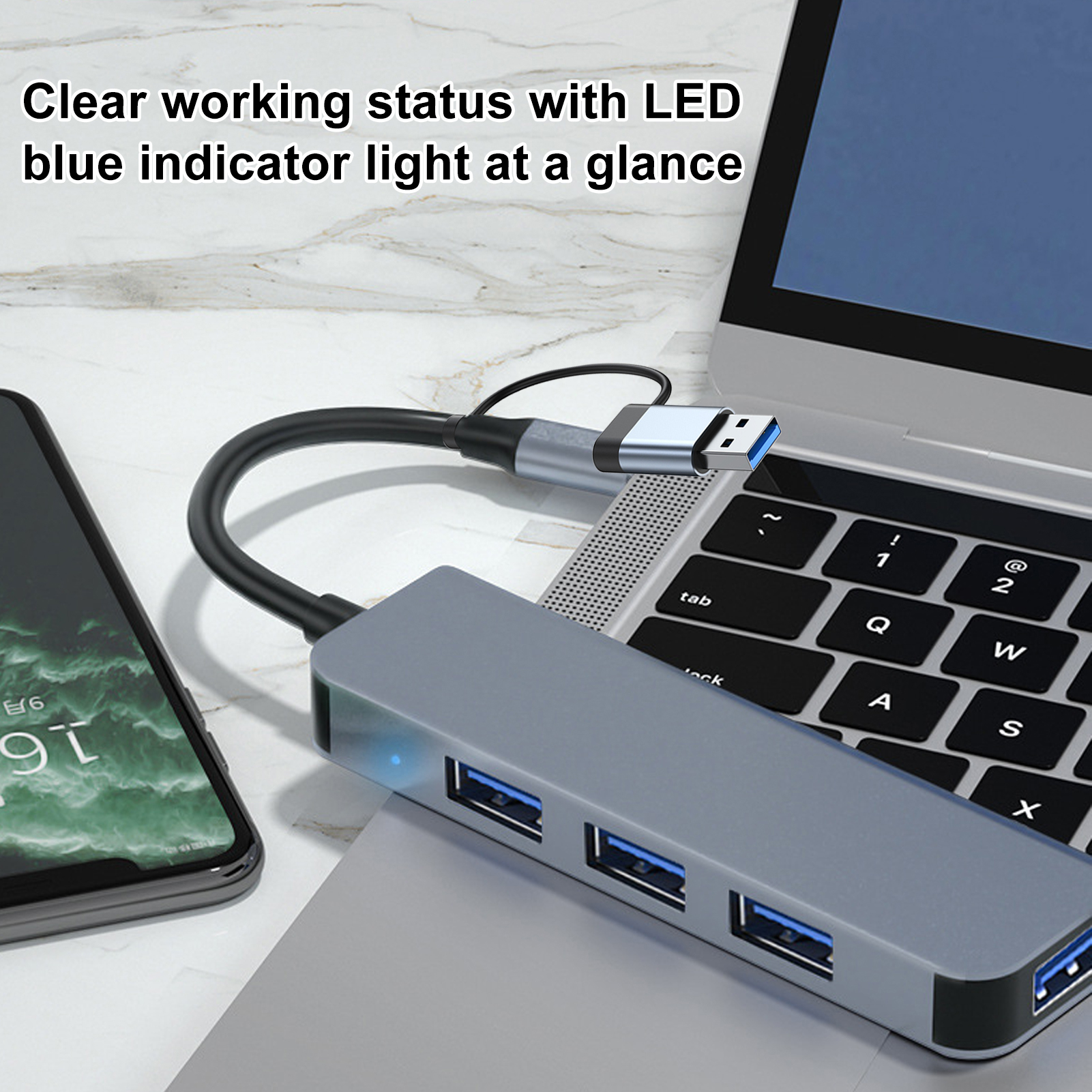 shuyuetuiwo Usb-c Docking Station Usb-c Hub for Data Relocation Fast Data Transfer Usb-c Hub for Macbook 4-port Usb3.0/type-c Docking Station High Speed 5gbps Compatible with Flash Drive
