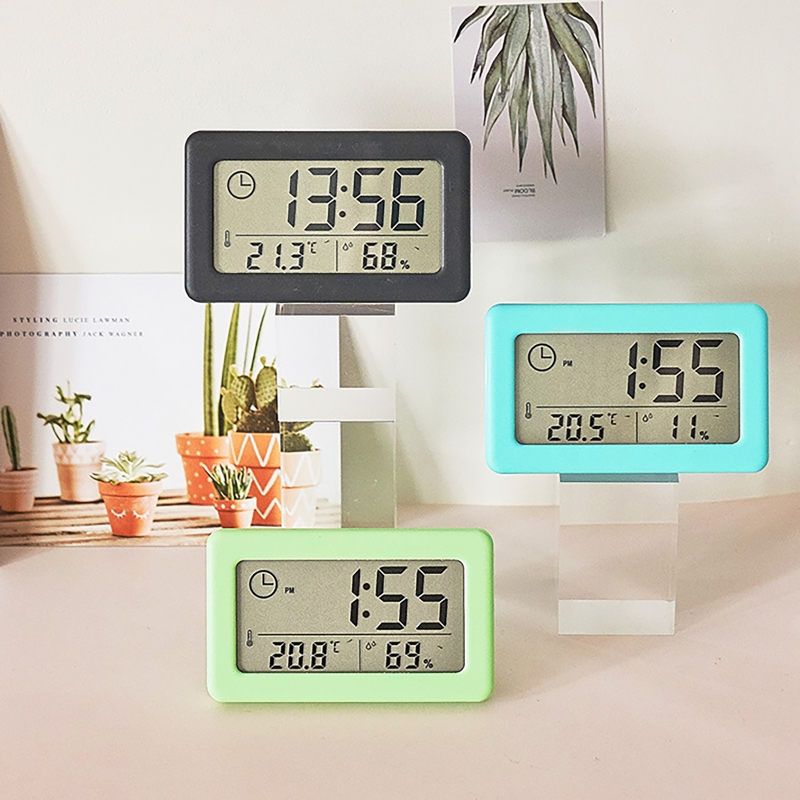 Treo Tường Đồng hồ kỹ thuật số nhiệt độ độ ẩm Thời Gian Hiển Thị treo tường mini Đồng Hồ Cho phòng ngủ phòng khách Nhiệt Kế Ẩm Kế