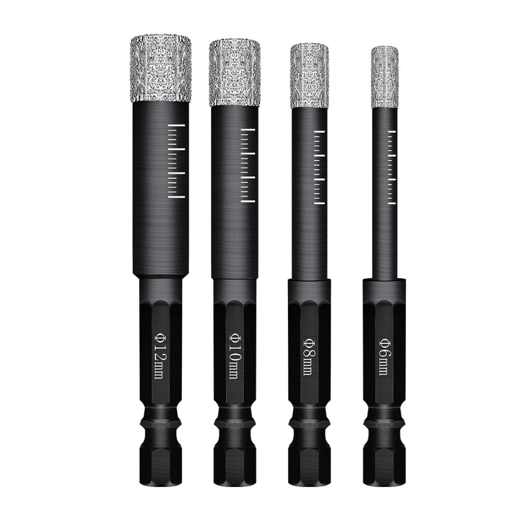 Mũi khoan kính khoan gạch men phủ kim cương chuôi lục giác khoan gạch đá hoa cương thủy tinh khoan kính phi 6 8 10 12mm