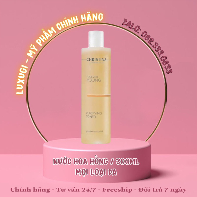 Christina forever young purifying toner nước hoa hồng cân bằng da 300ml