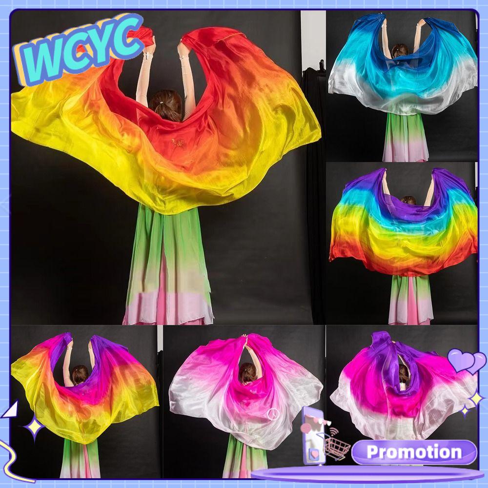 WCYC Màu sắc chuyển sắc Màn múa bụng Kết cấu nhẹ 250cmx120cm Khăn choàng múa bụng Latin Phụ kiện trang phục Khăn choàng