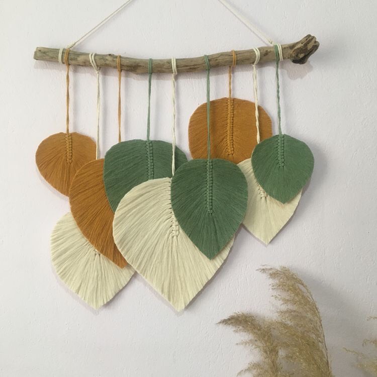 Mành lá treo trường trang trí macrame